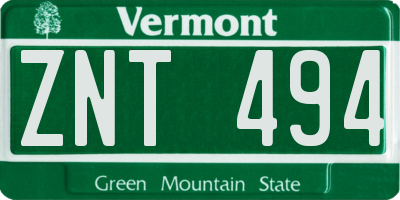 VT license plate ZNT494