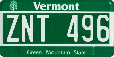 VT license plate ZNT496