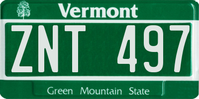 VT license plate ZNT497