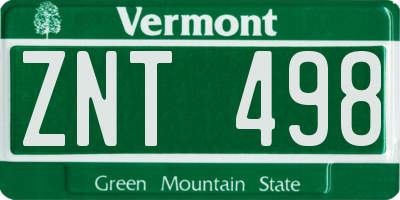 VT license plate ZNT498