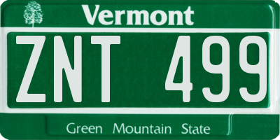 VT license plate ZNT499