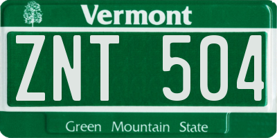 VT license plate ZNT504
