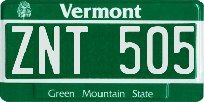 VT license plate ZNT505