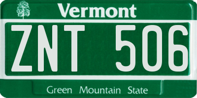 VT license plate ZNT506