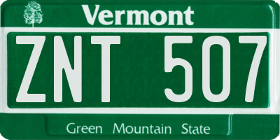 VT license plate ZNT507