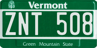 VT license plate ZNT508