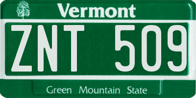 VT license plate ZNT509