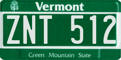 VT license plate ZNT512