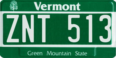 VT license plate ZNT513