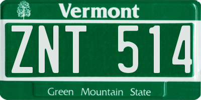 VT license plate ZNT514
