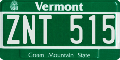 VT license plate ZNT515