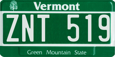 VT license plate ZNT519