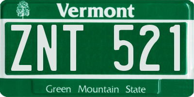 VT license plate ZNT521