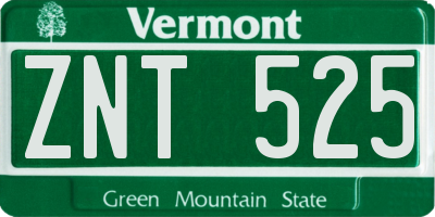 VT license plate ZNT525