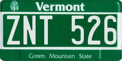 VT license plate ZNT526