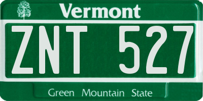 VT license plate ZNT527