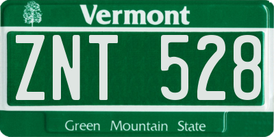 VT license plate ZNT528