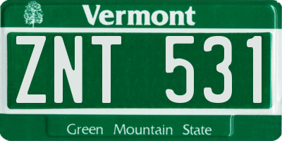 VT license plate ZNT531