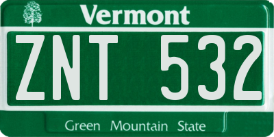 VT license plate ZNT532