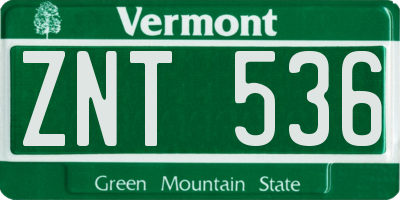 VT license plate ZNT536