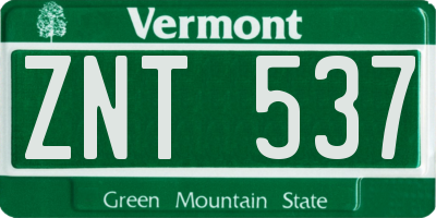 VT license plate ZNT537