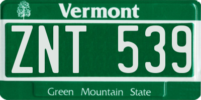 VT license plate ZNT539