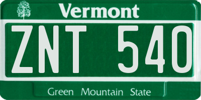 VT license plate ZNT540