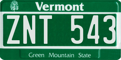 VT license plate ZNT543