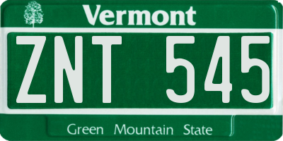 VT license plate ZNT545