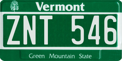 VT license plate ZNT546