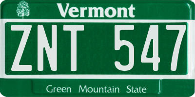 VT license plate ZNT547
