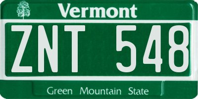 VT license plate ZNT548