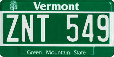 VT license plate ZNT549