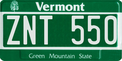 VT license plate ZNT550