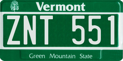 VT license plate ZNT551