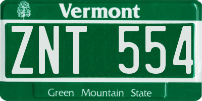 VT license plate ZNT554
