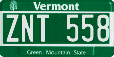 VT license plate ZNT558