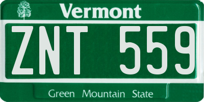 VT license plate ZNT559
