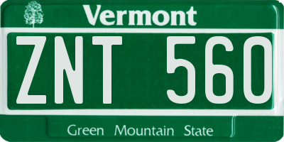 VT license plate ZNT560