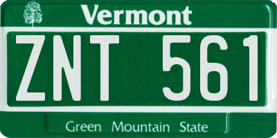 VT license plate ZNT561