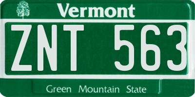 VT license plate ZNT563