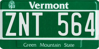 VT license plate ZNT564