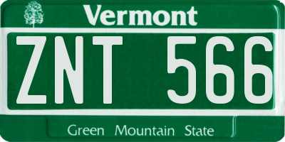 VT license plate ZNT566