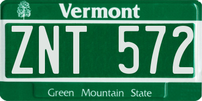 VT license plate ZNT572