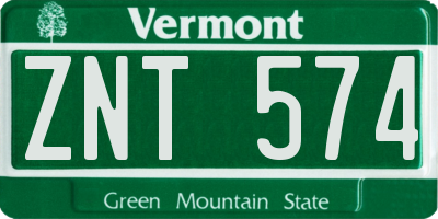 VT license plate ZNT574