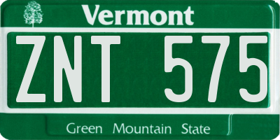 VT license plate ZNT575