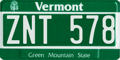 VT license plate ZNT578