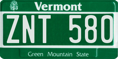 VT license plate ZNT580