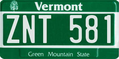 VT license plate ZNT581