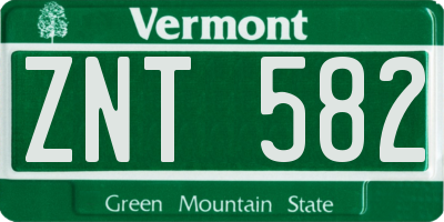 VT license plate ZNT582